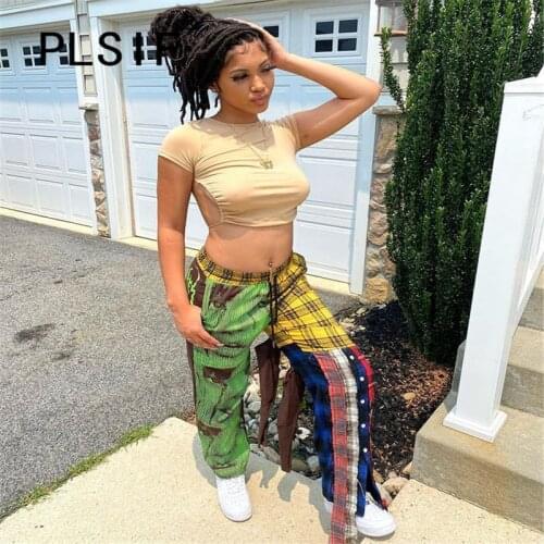 European Fashion Leisure Long Pant Plaid Print Casual Sexy Trousers For Women Summer Capris