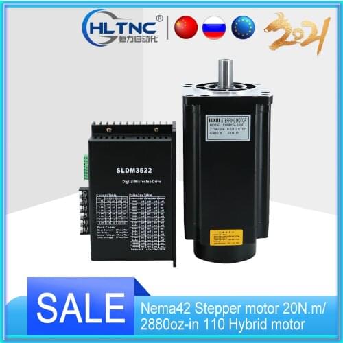 HLTNC Nema42 Stepper motor 20N.m/2880oz-in 110 Hybrid motor & 3-phase Driver DM3522 CNC Controller Kit