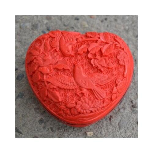 Exquisite Chinese Traditional Technology Red Lacquerware Beautiful Flower and Bird Auspicious Jewelry Box No.2