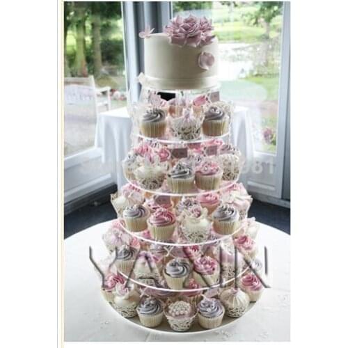 Exquisite clear acrylic cake tower Quality goods pack mail 6 round acrylic cake store supermarket birthday party a wedding cake