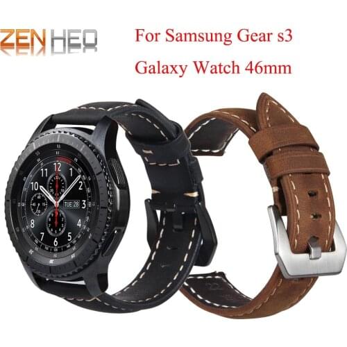 Leather Bracelet for Samsung Gear S3 Frontier band Galaxy watch 46mm strap smart watch 22mm watchband S3 Classic Accessories
