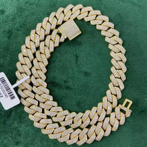 New 14mm Miami Cuban Choker Square Link Necklace Gold Color Iced Out Cubic Zirconia Rock Hip hop Style Mens Jewelry