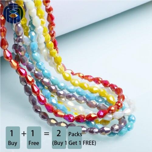 Buy 1 Get 1 Free 4x6mm Austria Crystal Bead Wholesale Faceted Glass Teardrop Beads Waterdrop Beads