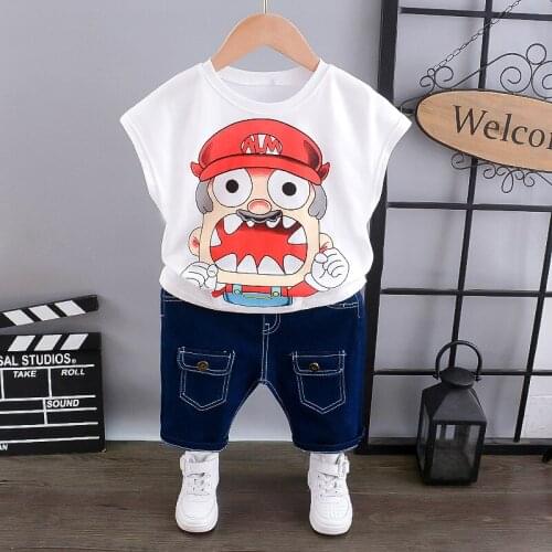Summer Infant Cotton Short Sleeves Clothes Suits Cartoon Tops + Pants Baby Toddler Boy Clothing Sets Kids Children Girl Outfits