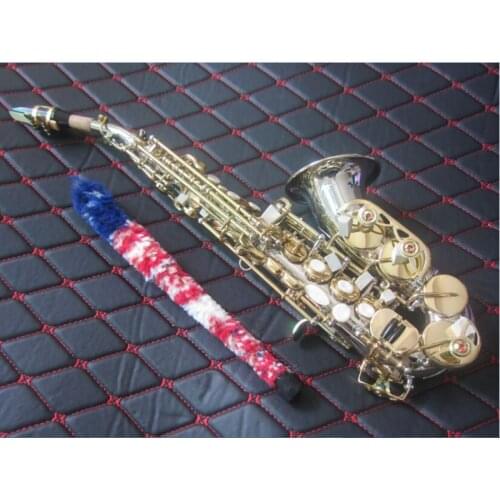 Hot Selling Curved Soprano Saxophone Bb Silvering Brass Musical instrument With Mouthpiece Free shipping Leather Boxs