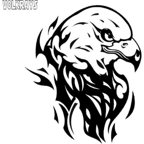 Volkrays Fashion Car Sticker Tribal Flame Eagle Cool Design Pattern Accessories Reflective Vinyl Decal Black/Silver,14cm*11cm