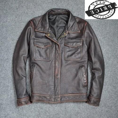Fashion 2021 New Genuine Leather Jacket Men Plus Size Winter Jacket Male Moto Biker Real Cow Leather Coat Streetwear 121a