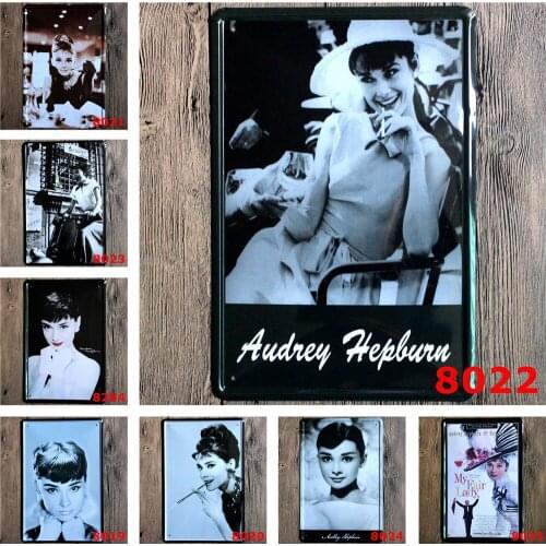 Audrey Hepburn Academy Award for Best Actress Vintage Tin Signs Beautiful Girl Sexu Lady Shabby Chic Classic Home Bar Decoration