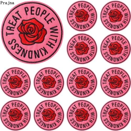 Prajna 10 PCS Flower Embroiderd patches For Clothing Sticker Iron On Patches On Clothes Applique Round Badges For Clothes