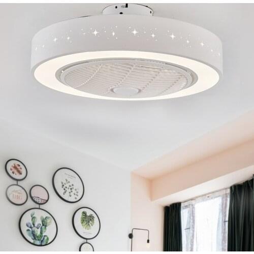 Invisible electric fan lamp bedroom ceiling lamp restaurant led modern minimalist nordic iron fan lamp with remote control