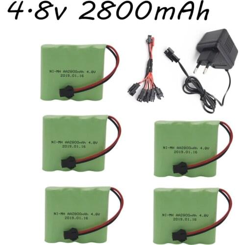 4.8v 2800mAh NI-MH Battery With 4.8V Charger For RC toys Car Boat truck gun robot Parts NIMH 4.8v AA battery pack