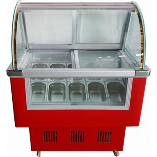Low Temperature -18c 6 Barrel 10 Tank Hard Ice Cream Glass Display Cabinet Freezer Showcase