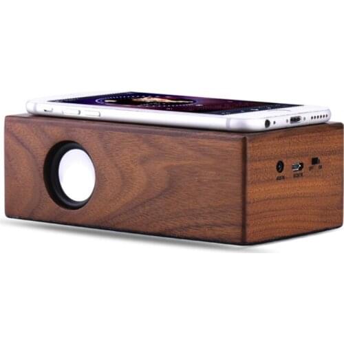 New hot gift items wooden automatic sensing wireless speaker mutual induction sensing wireless walnut wood induction speaker