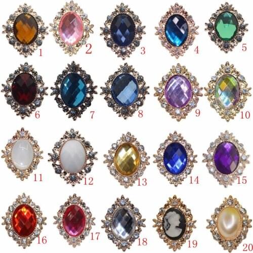 25x32mm Rhinestone Flatback Embellishments Trim Button Alloy Rhinestones Crystal Applique Acrylic DIY Metal Weddings Accessories