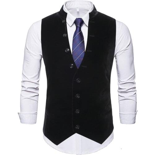 Solid Mens Waistcoat Formal Business Work Causal Slim Fit Vest For Men Retro Gentlemen Mens Suit Vests Velvet Wedding Gilet