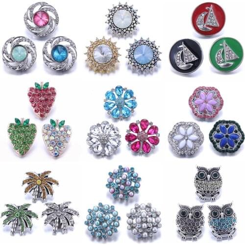 Boom Life 10pcs/lot Wholesale Snap Jewelry 18mm Snap Buttons Mixed Rhinestone Metal Snaps Buttons for Snap Bracelet Bangle
