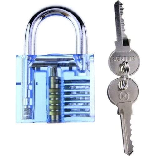 Blue Crystal Professional Visible Cutaway of Padlocks Lock for Locksmith Lock Training Trainer with 2 keys for Beginners
