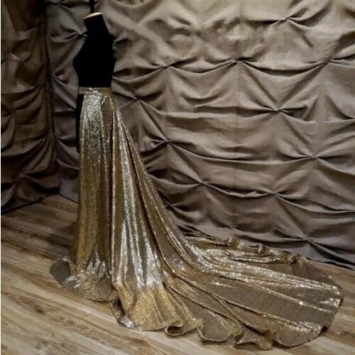 Bride Gold Sequins train skirt detachable bride detachable skirt train gold dress skirt black skirt glitter wedding dress