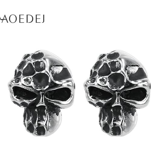 AOEDEJ Skull Black Earrings For Men Studs Stainless Steel Man Earing Punk Ear Studs Skeleton Earings Fashion Jewelry 2017 Gift