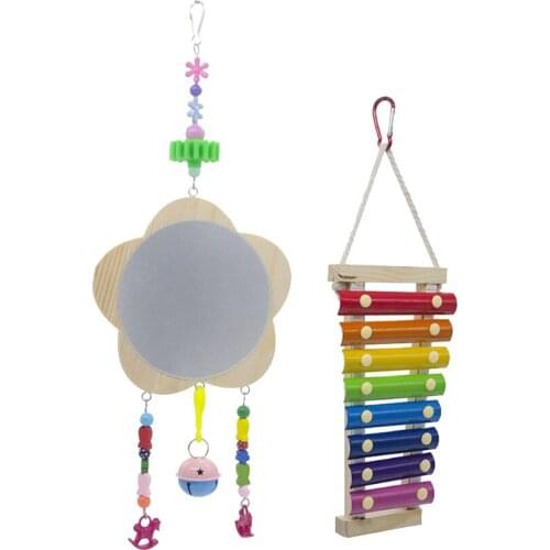 Cute Bird Parrot Toys Kits Swing Hanging Sounding Plum Blossom Birds Wooden Toys Boredom Destruction Relief Pet Birds Supplies
