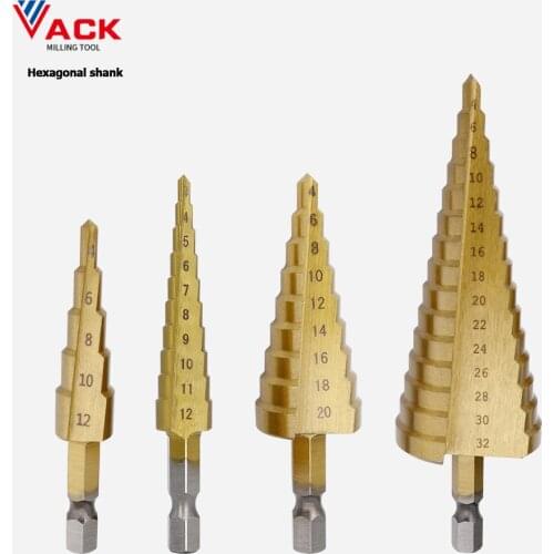 4-12/20/32mm HSS Steel Step Drill Bit Cone Cutter Drilling Machine Tools Titanium Drill Bits For Metal Wood Hole Milling Cutter