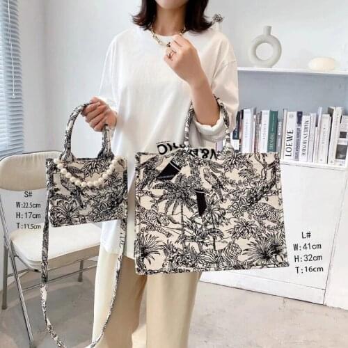 2021 Womens BagShopper Fashion Brand Designer Bag Jacquard Embroidery Female Girls Canvas Shoulder Bag