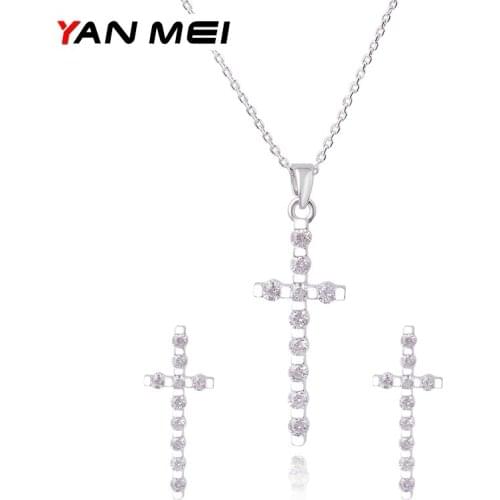 YAN MEI Top Design Exquisite Charm Christan Jesus Jewelry Set Cubic Zirconia Jewelry Sets Engagement Gift GLD0343