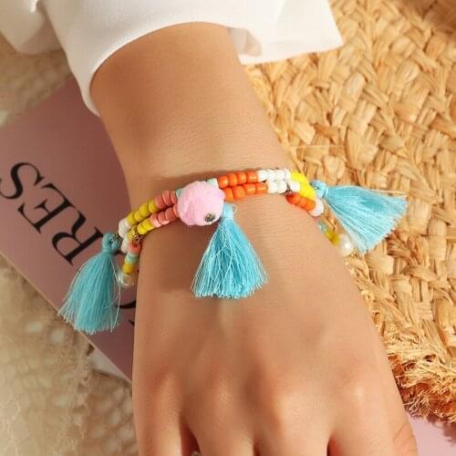 Boho Jewelry Tassel Bracelets Women Macrame Bracelet Rainbow Beads Pulseras Multicolor Handmade Gift Enamel Beads 2020 Bijoux