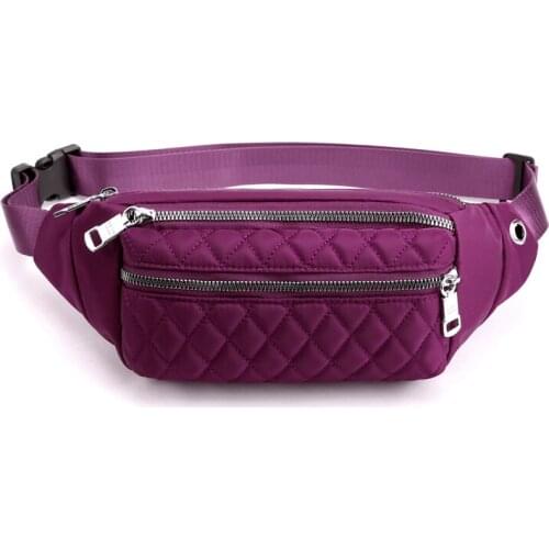 European Style Simple Woman Waist Bags Rhombus Embroidery Waist Pack for Women Messenger Crossbody Chest Bags Multi-pocket Purse