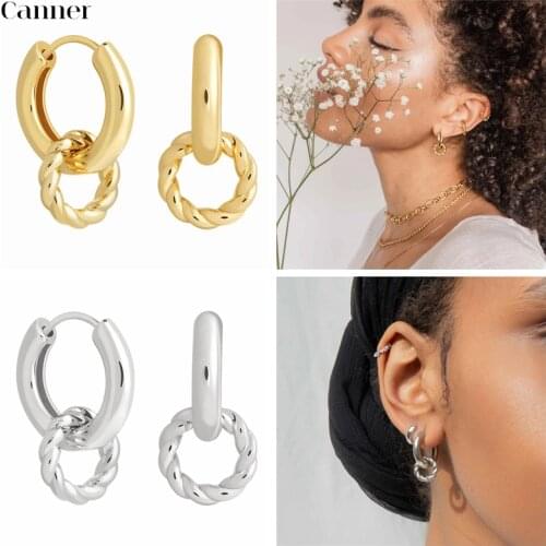Canner 100% Luxury 925 Sterling Silver Earrings For Women Hoop Earrings Double Circle Earrings Fine Jewelry Pendientes 2020 W5