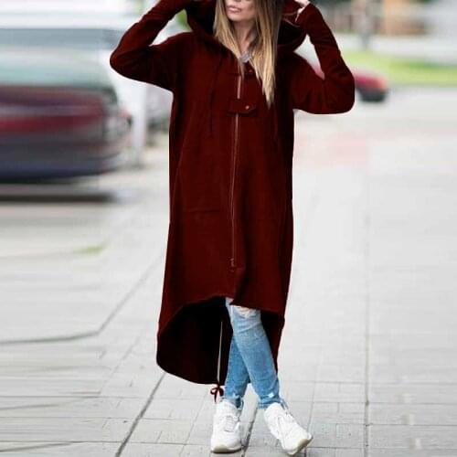 Size S-5XL New Women Spring Autumn Long Hooded Trench Coats Long Sleeve Zipper Button Solid Casual Fashion Overcoats 2C0127