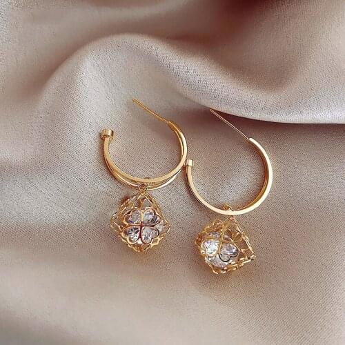 2021 new trendy wild earrings hollow petals net red explosion earrings fashion wild temperament female earrings