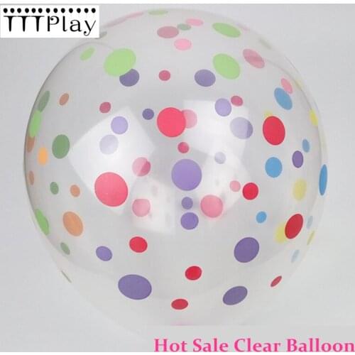 50pcs/lot 12inch Printed Polka Dots Clear Latex Balloon Wedding Decoration Transparent Party Balloon Kid Birthday Party Supplies