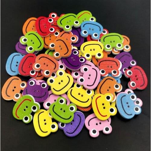 50Pcs DIY Frog Pattern Wooden Buttons Fit Apparel Sewing Buttons Convenient Installation Easy Clean Clothes Buckle Craft Buttons