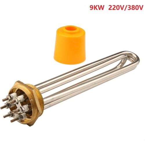 58mm Hex Head Heating Element 9KW 3U Shaped Brush Cut Electric Heat Pipe 2" Copper Thread Water Boiler/Tank Heater Part