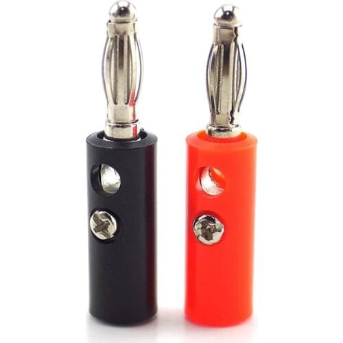 Audio Speaker Banana Plate Plugs Connectors 4mm Solderless For Video Musical DIY Connector Red and Black