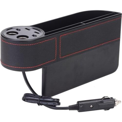 Car Seat Gap Organizer Phone Holder Multifunctional Automobile Storage Box With 2 Lighters 2 USB Chargers