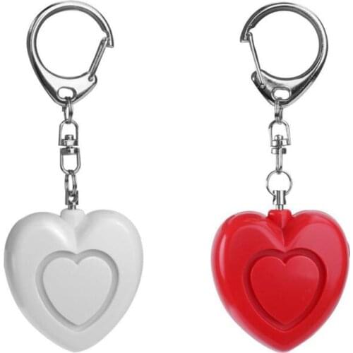 Heart-shaped Keychain Personal Alarm Pull Pin LED Flashlight Self-defense Sound 125DB Sensor SOS Help