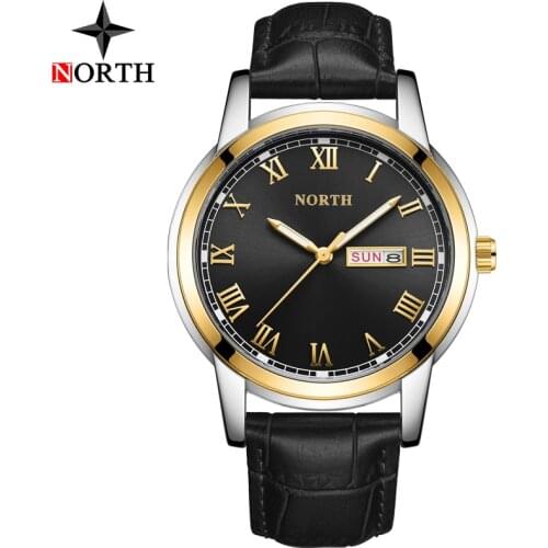 Luxury Brand Men Watches NORTH Fashion Business Leather Stap Quartz Watch Men Casual Sport Watches Waterproof Wristwatches Male
