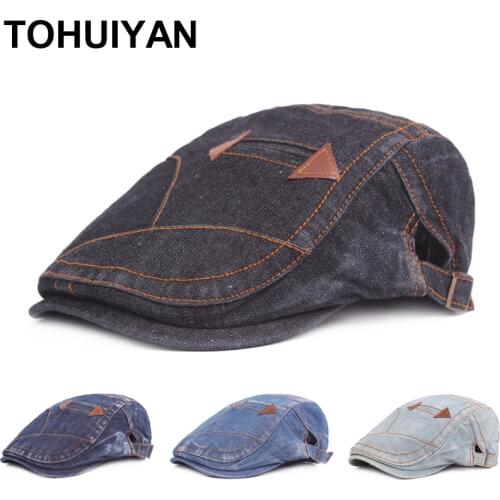 Top Level Washed Jean Cap For Men Casual Newsboy Caps Gorras Planas Man Hat Retro Boinas Peaked Hats Women Streetwear Flat Caps