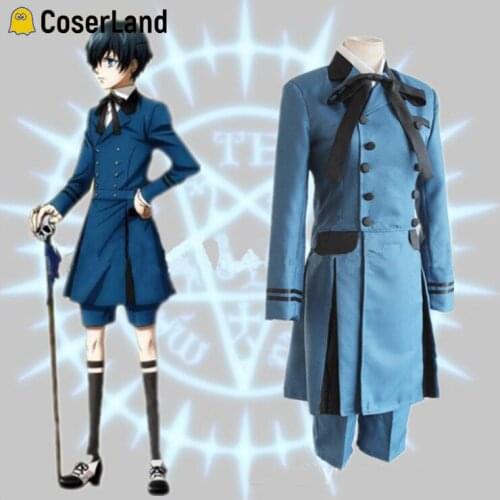 Earl Ciel Phantomhive Blue Cosplay Costume Anime Kuroshitsuji Cosplay Set Black Butler Cosplay Medieval Vintage Renaissance Wear
