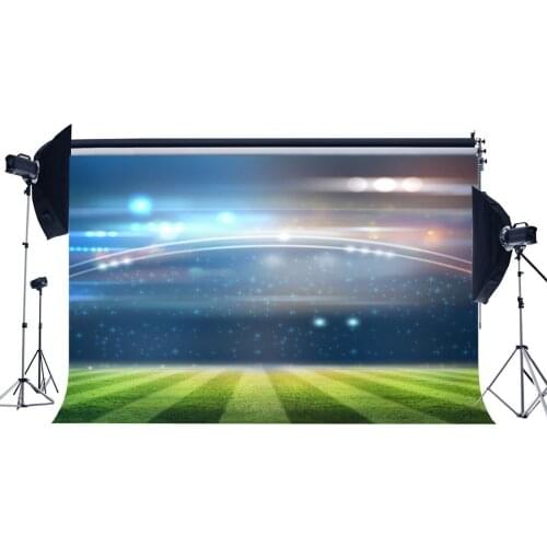Football Field Backdrop Indoor Stadium Bokeh Stage Lights Green Grass Meadow Sports Match School Game Background