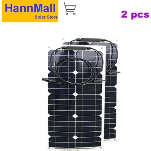 HannMall Flexible Solar Panel Plate 12V 25W Solar Charger for Car Battery Charging 18V Monocrystalline Cell Module For House