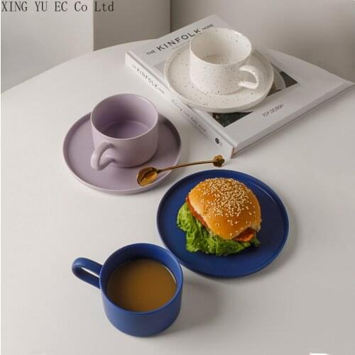 Ceramic Simple Coffee Cup Home Breakfast Cup Milk Mug Afternoon Tea Cup and Saucer Set Living Room Home Decoration Accessories