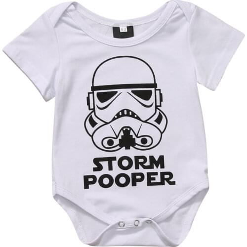 0-18M Infant Newborn Baby Boy Girl Storm Pooper Short Sleeve Cotton Romper Jumpsuit Playsuit Tops Summer Clothes