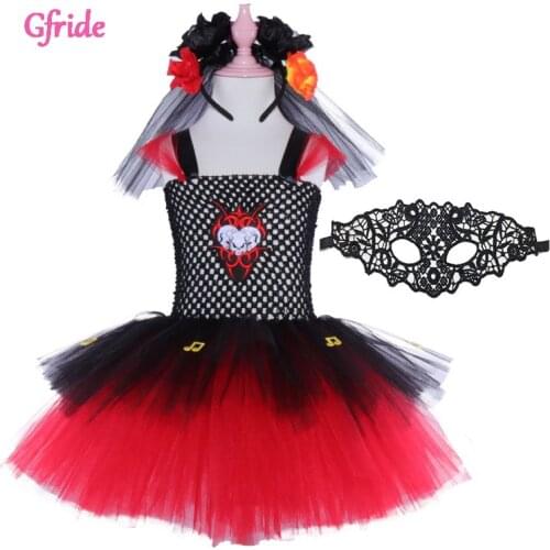 Toddler Girls Tutu Dress For Kids Christmas Costume Tulle Dress with headband Mask Cosplay Festival Birthday Party Cartoon Dress