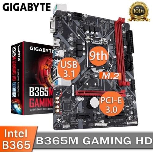 LGA 1151 Gigabyte B365M GAMING HD Motherboard DDR4 2666MHz VGA DVI 9th-Gen i7 i5 i3 Cpu Desktop Intel B365 Placa-Mãe 1151 New