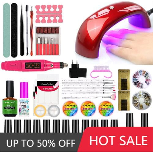 WiRinef Manicure Tools Set Electric Manicure Machine 12 Colors Nail Gel Polish Set UV Led Lamp Dryer Kit