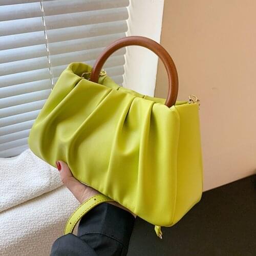 Pleated Small Tote Bag 2021 Summer New High-quality PU Leather Womens Designer Handbag Chain Shoulder Messenger Bag Purses