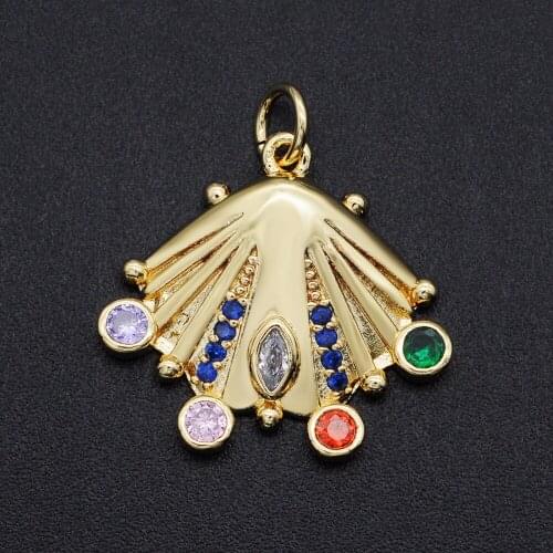 19x20mm 100% CZ Zircon DIY Jewelry Rainbow Shell Charm Pendant Wholesale Bracelet Making Charm Necklace Making Charms